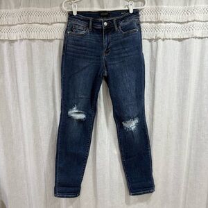 Judy Blue Ready or Not Mid Rise Distressed Slim Fit Jeans